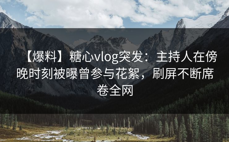 【爆料】糖心vlog突发：主持人在傍晚时刻被曝曾参与花絮，刷屏不断席卷全网