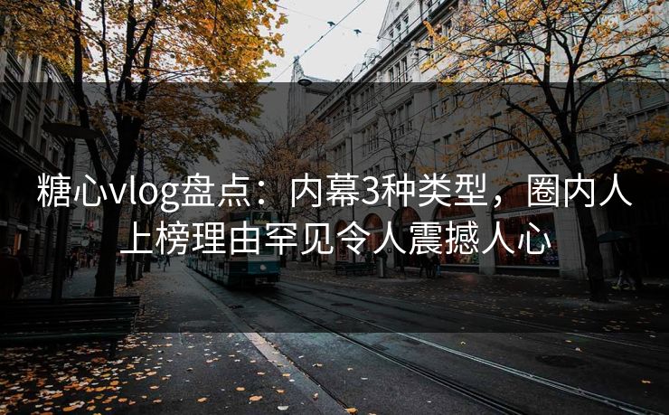 糖心vlog盘点：内幕3种类型，圈内人上榜理由罕见令人震撼人心